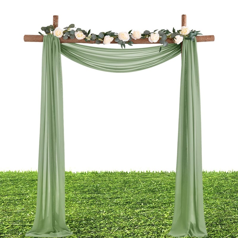 MLMW Sage Green Chiffon Fabric by The Yard 20 Yards 60" Wide Wedding Arch Draping Fabric Sheer Material for Party Backdrop Arch Ceiling Decor - Image 2